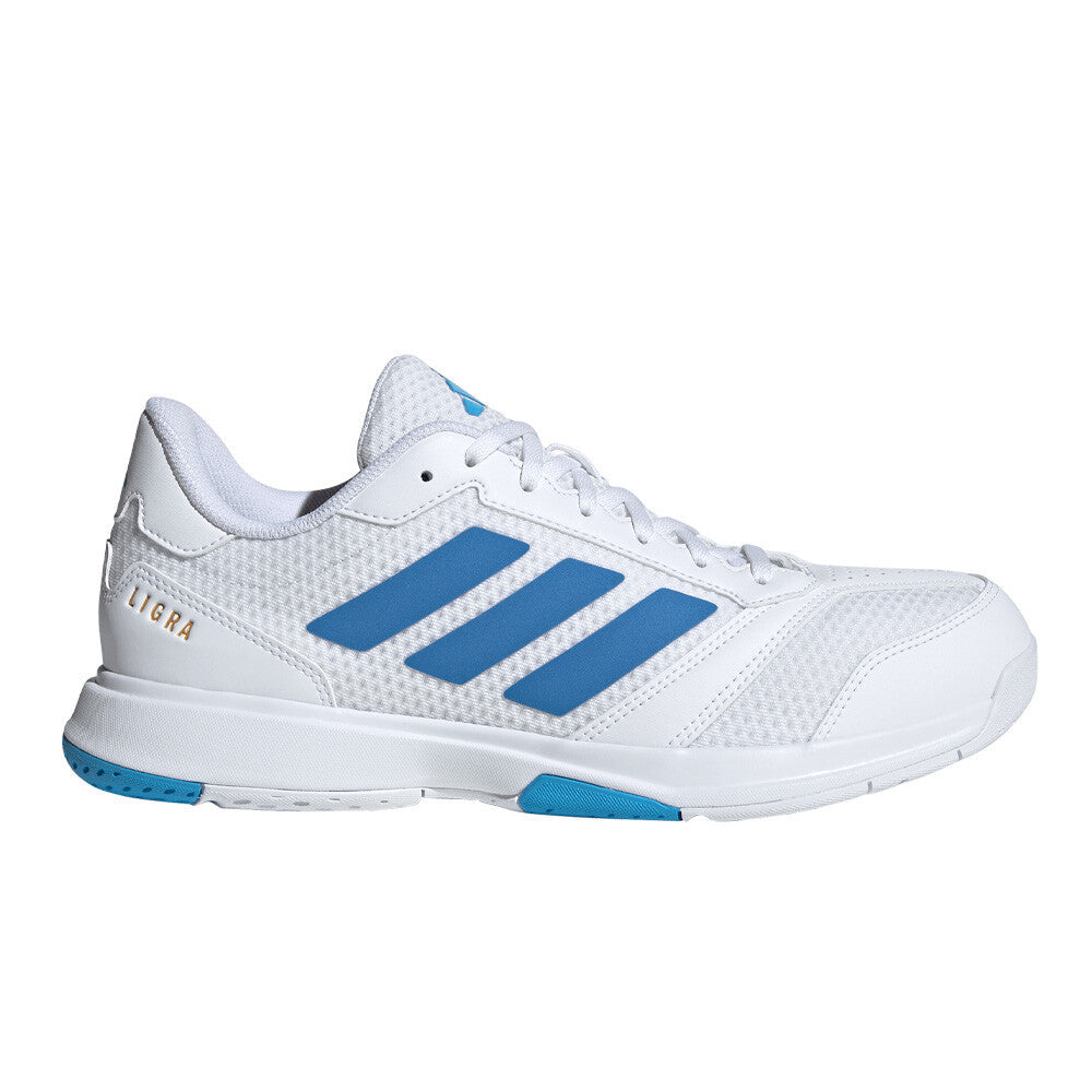 adidas Ligra 8 Men's Indoor Court Shoes - Cloud White/Ray Blue/Lucid Aquamarine