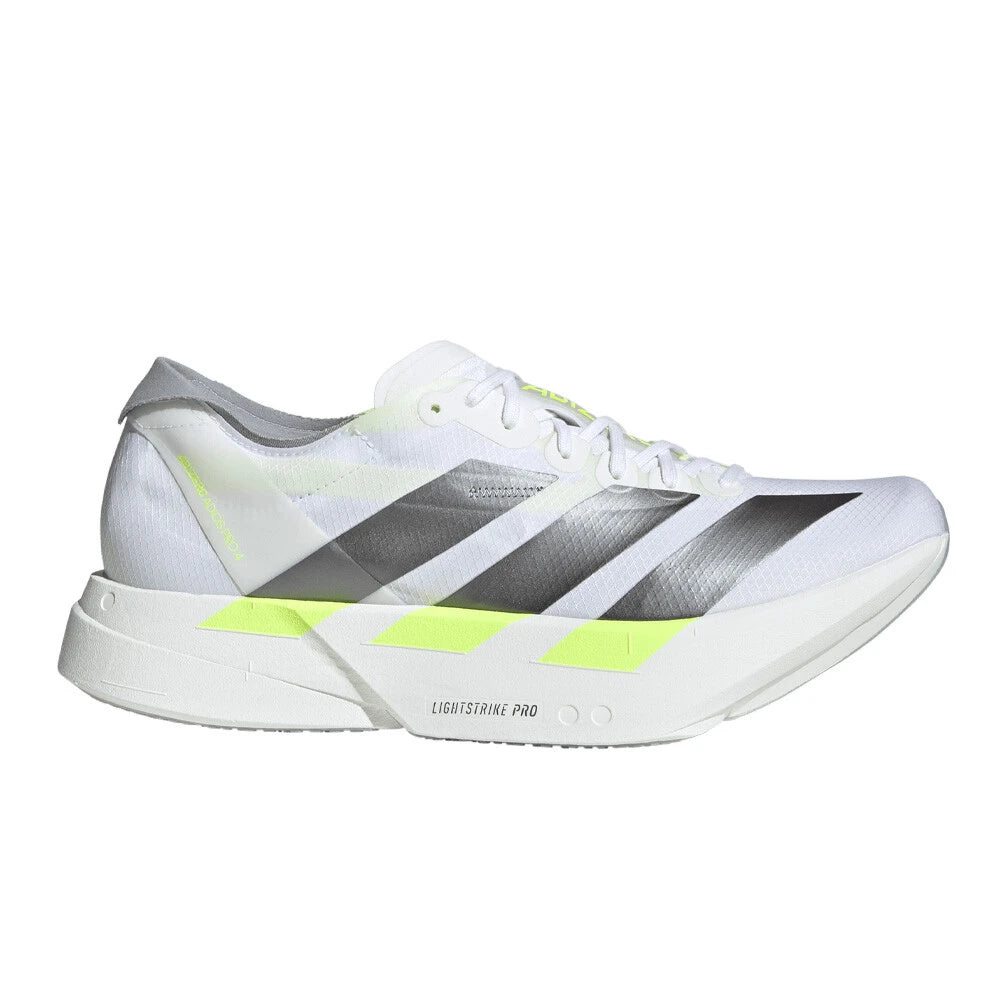 adidas Adizero Adios Pro 4 Men's Running Shoes - Cloud White/Iron Metallic/Solar Yellow