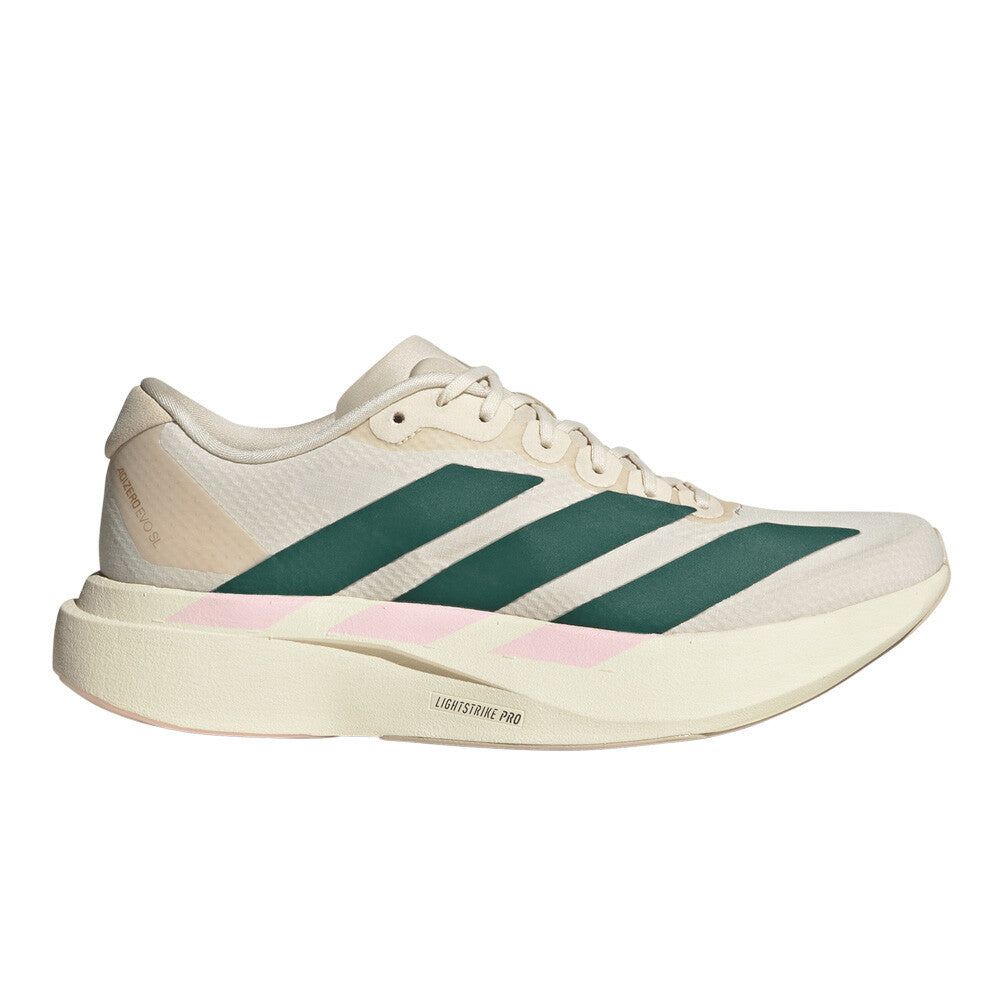 adidas Adizero EVO SL Woven Women's Running Shoes - Wonder White/Collegiate Green/Clear Pink