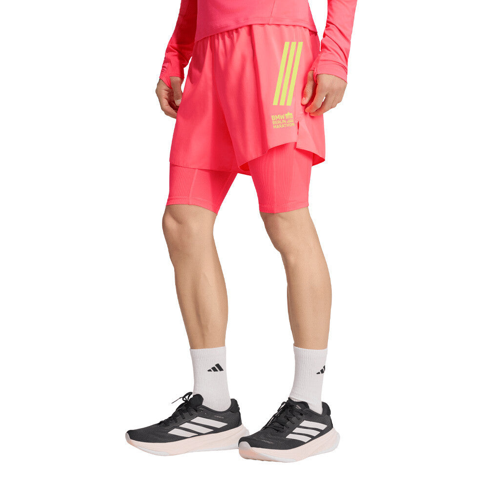 adidas Berlin Marathon Climacool 2-in-1 Men's Shorts - Solar Turbo