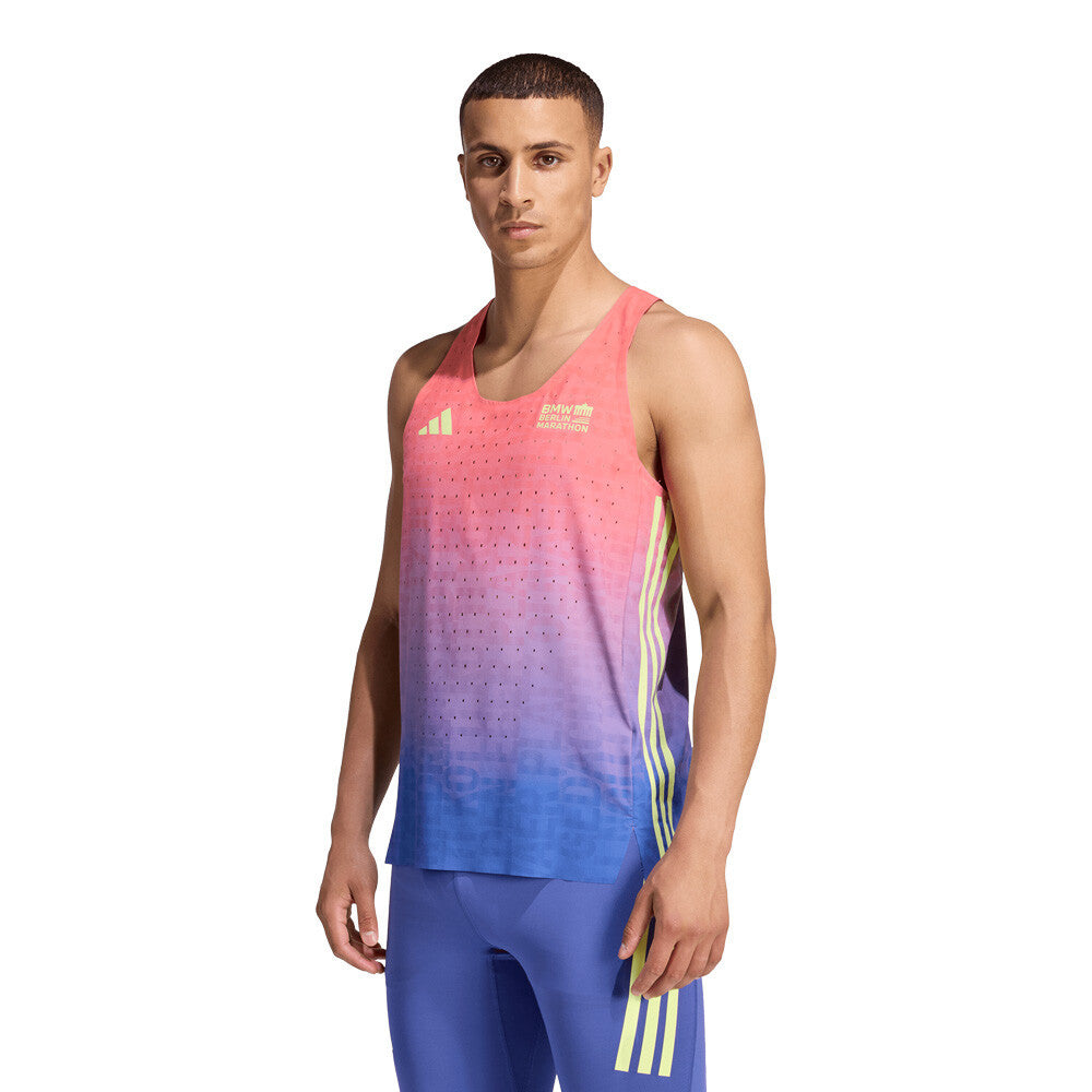 adidas Berlin Marathon Men's Running Vest - Solar Turbo/Dual Indigo
