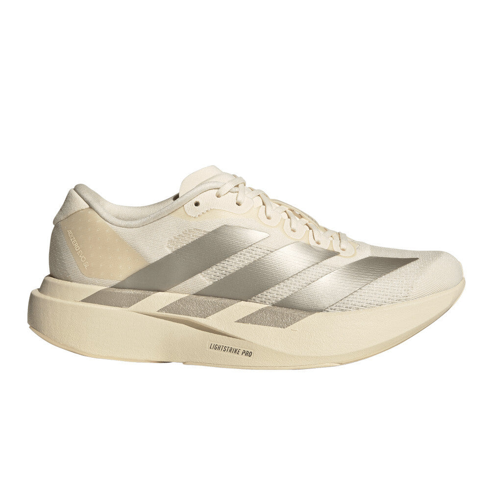 adidas Adizero Evo SL Women's Running Shoes - Wonder White/Cyber Metallic/Warm Vanilla