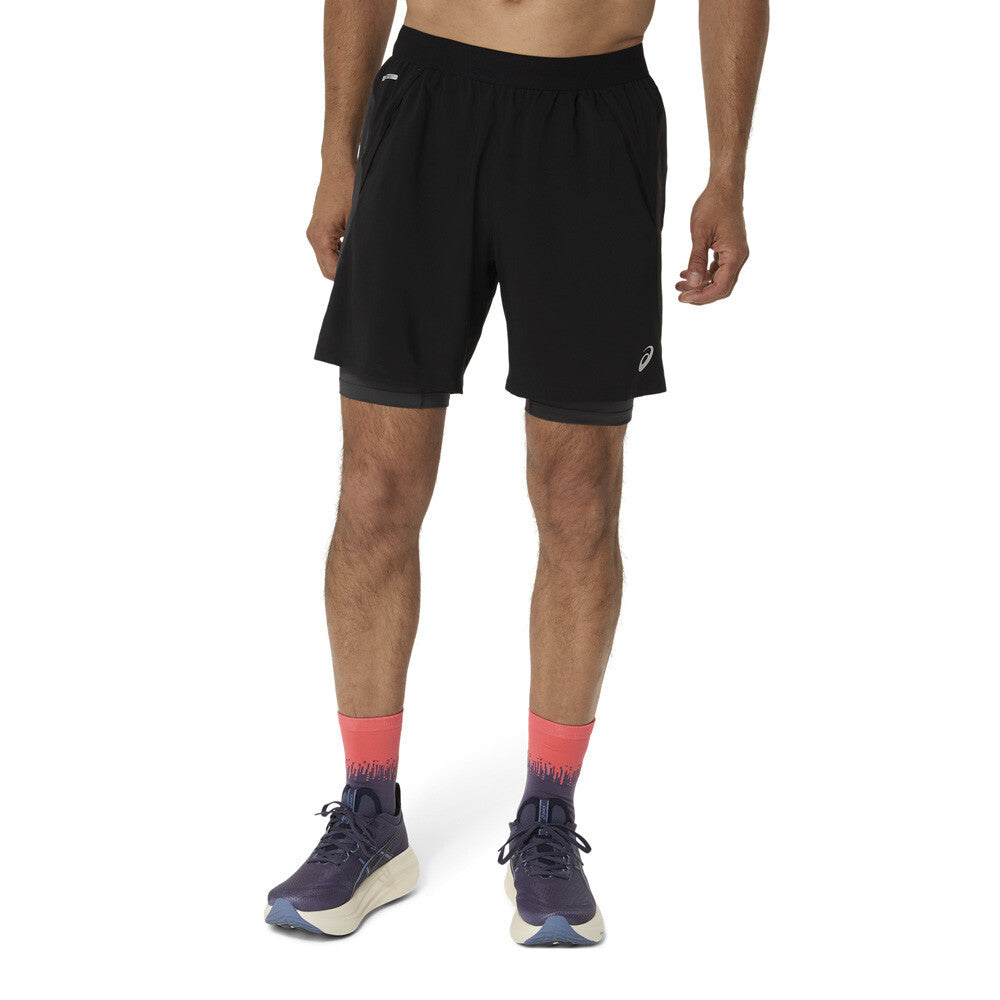ASICS Road 2-In-1 7 Inch Men's Shorts - Performance Black/Graphite Grey
