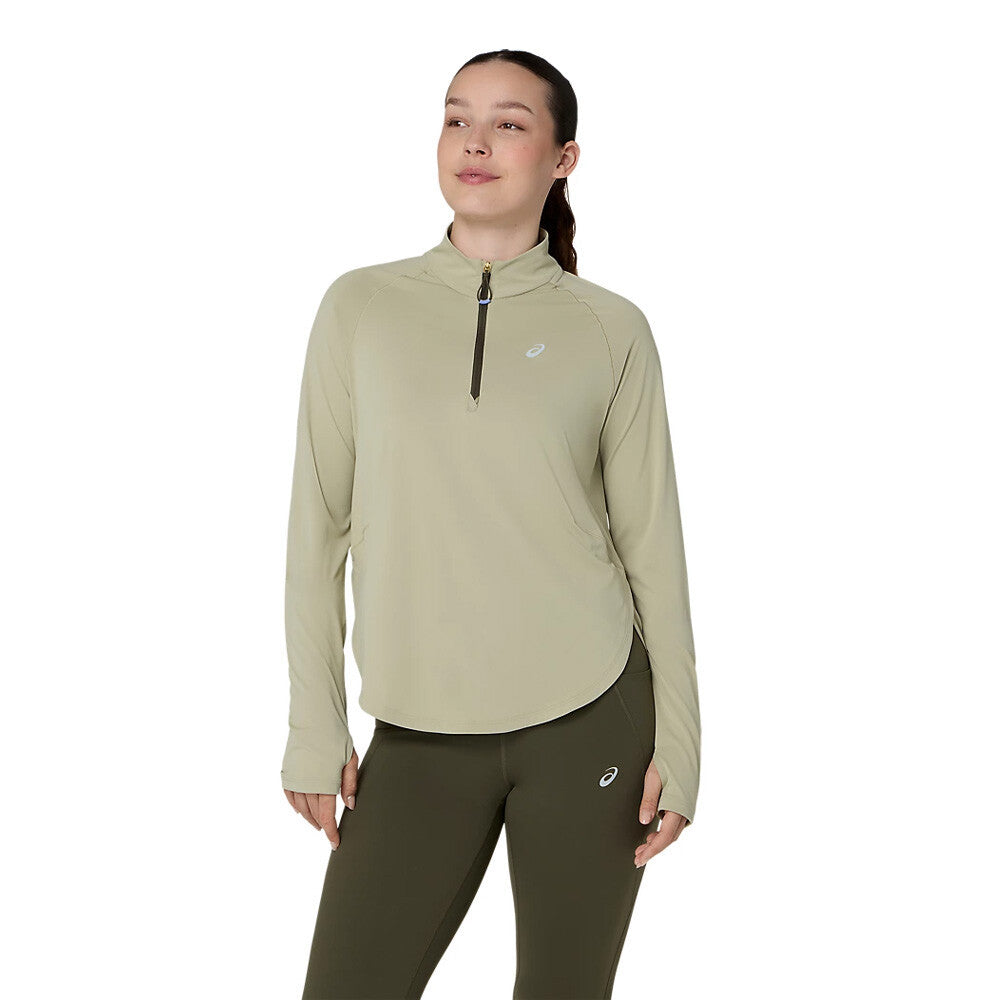 ASICS Nagino Run Half-Zip Women's Half Zip Top - Khaki