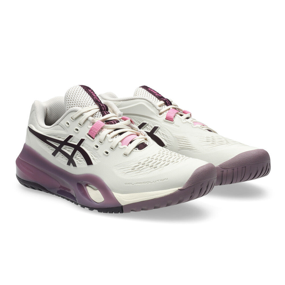 ASICS Gel-Resolution X Women's Tennis Shoes - Soft Oat/Dark Aubergine