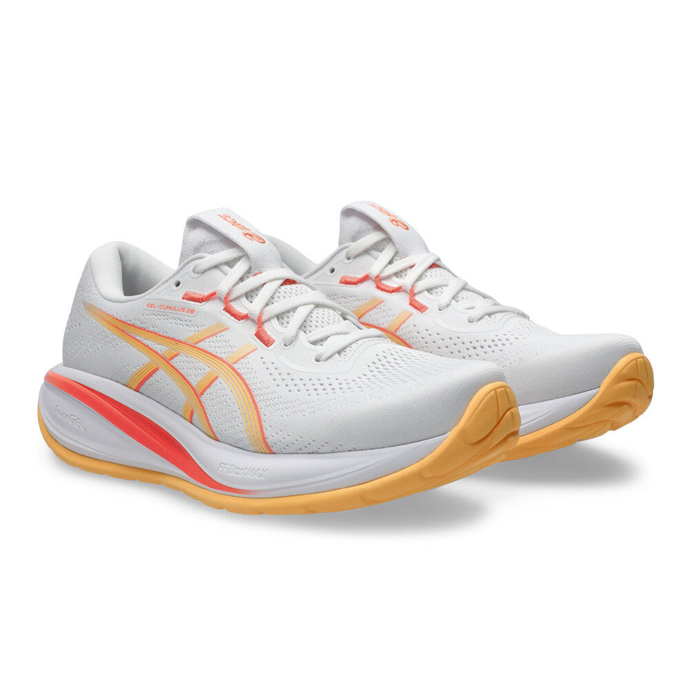 ASICS Gel-Cumulus 28 Women's Running Shoes - White/Orange Glow