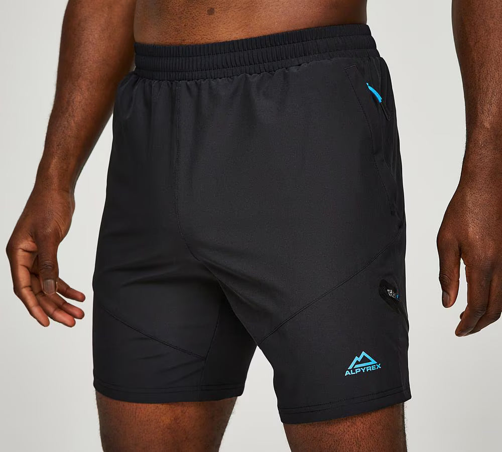 ALPYREX VERDAX RUNNING SHORTS - JET BLACK/ MALIBU BLUE