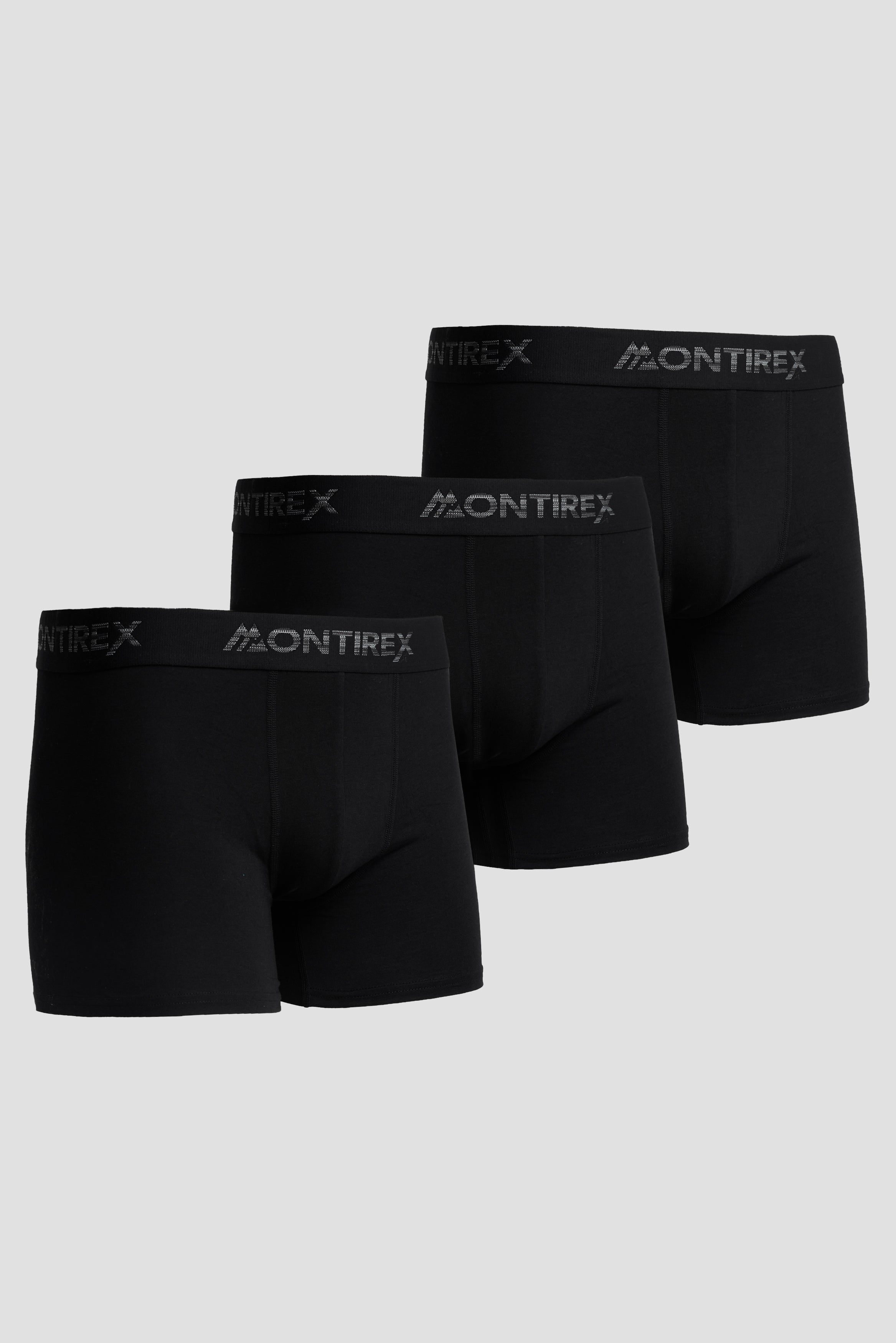 Montirex 3 Pack Trail Boxer Black, Grey