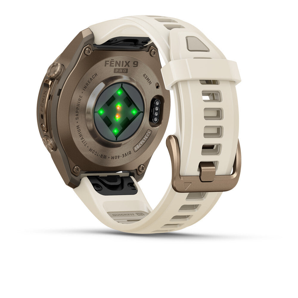 Garmin Fenix 9 Pro inReach Amoled Sapphire (43mm) GPS Watch - Autumn Gold Titanium/Cream