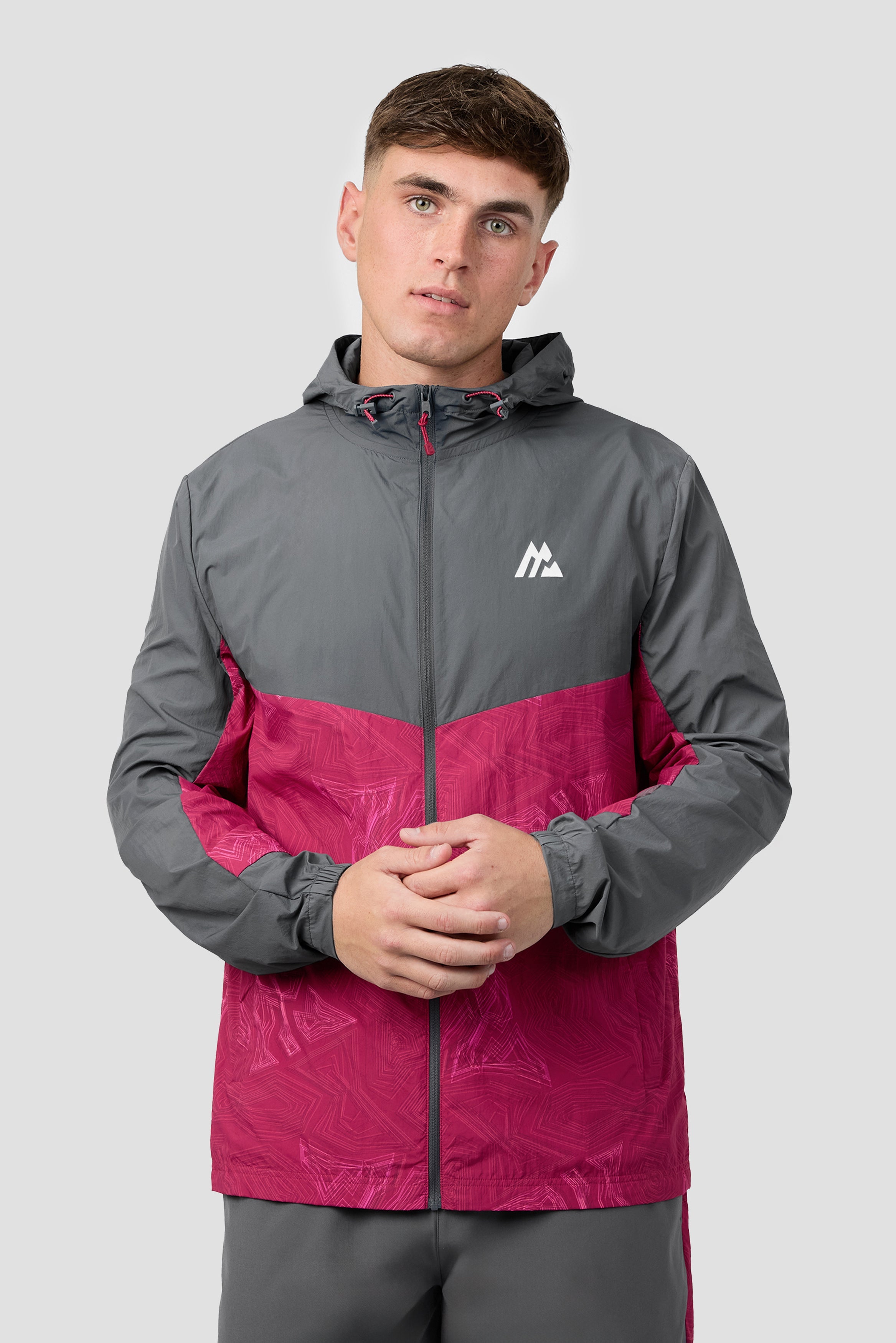 Montirex Geo M Print Windbreaker – Grey, Red