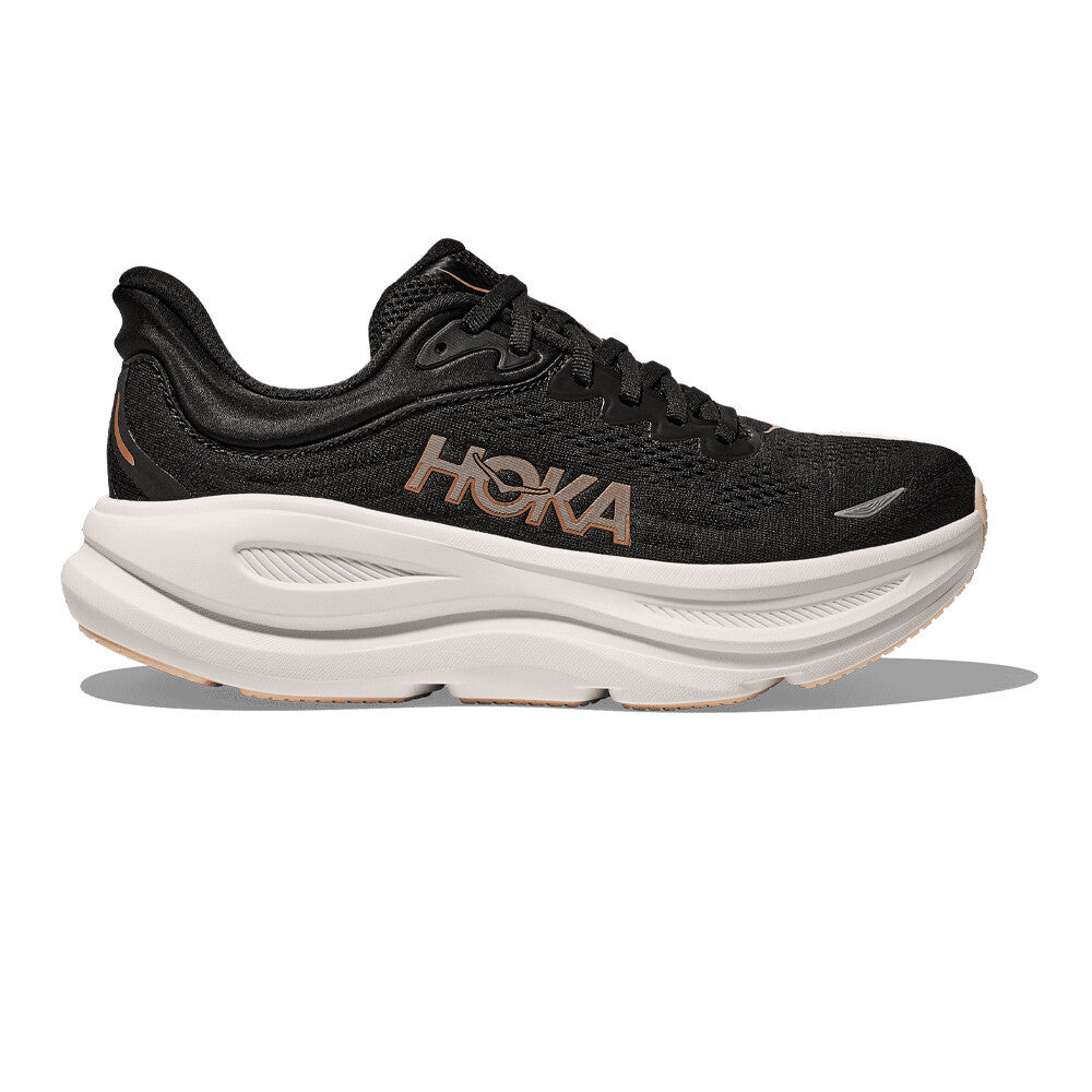 HOKA Bondi 9 Women's Running Shoes - Black/Rose Gold