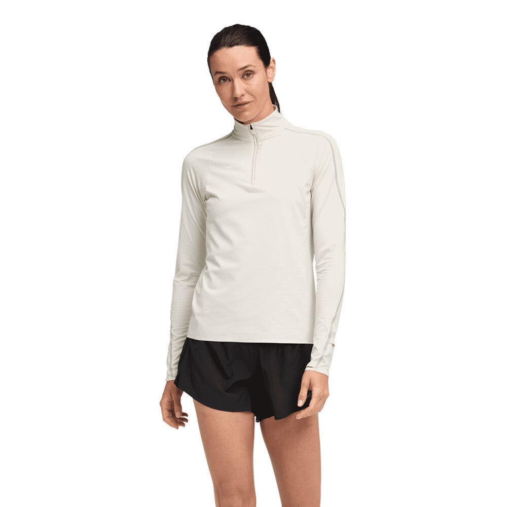 HOKA GlideTech Quarter Zip Women's Half Zip Top - Truffle Salt