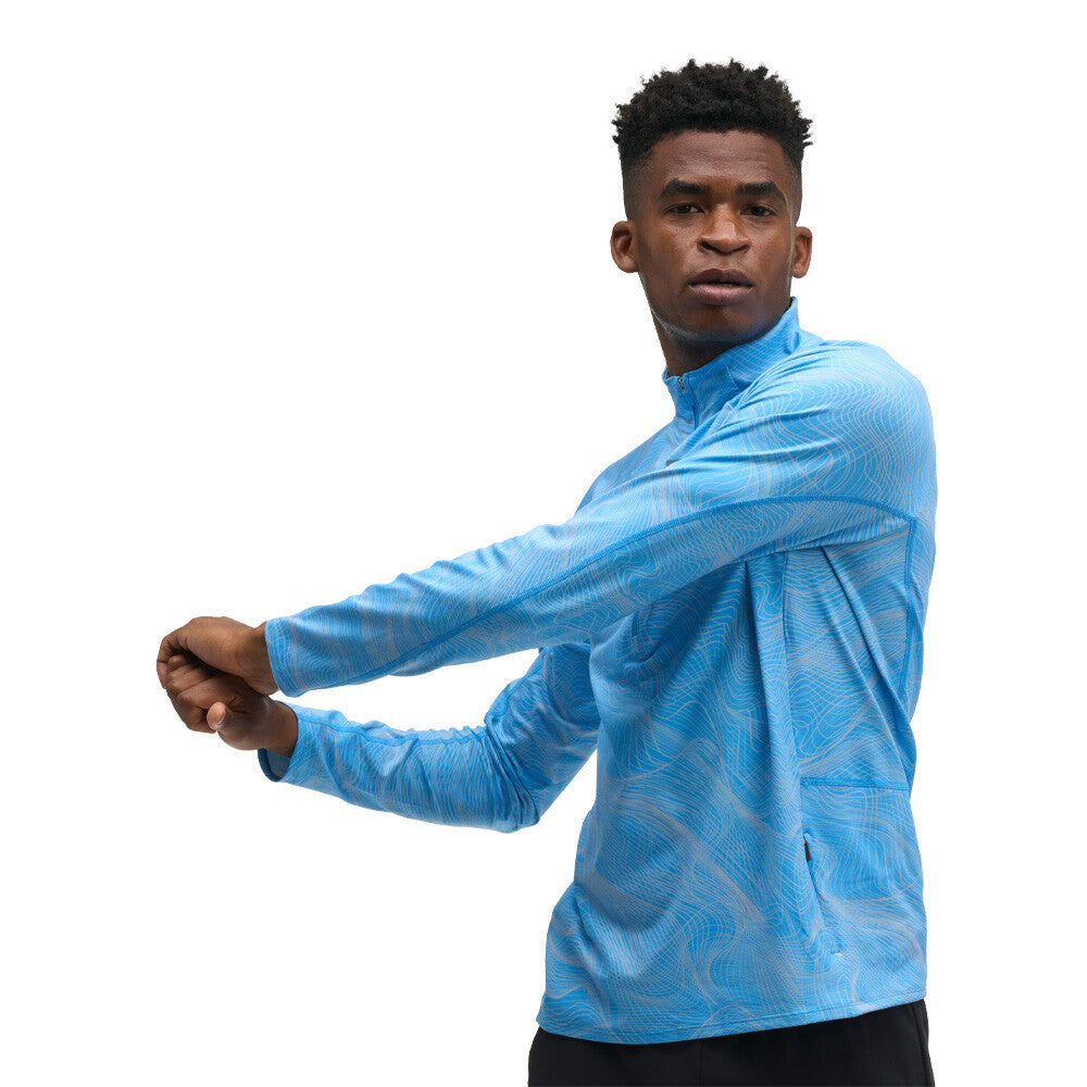 HOKA SkyForm Half-Zip Men's Running Top - Mineral Blue Print