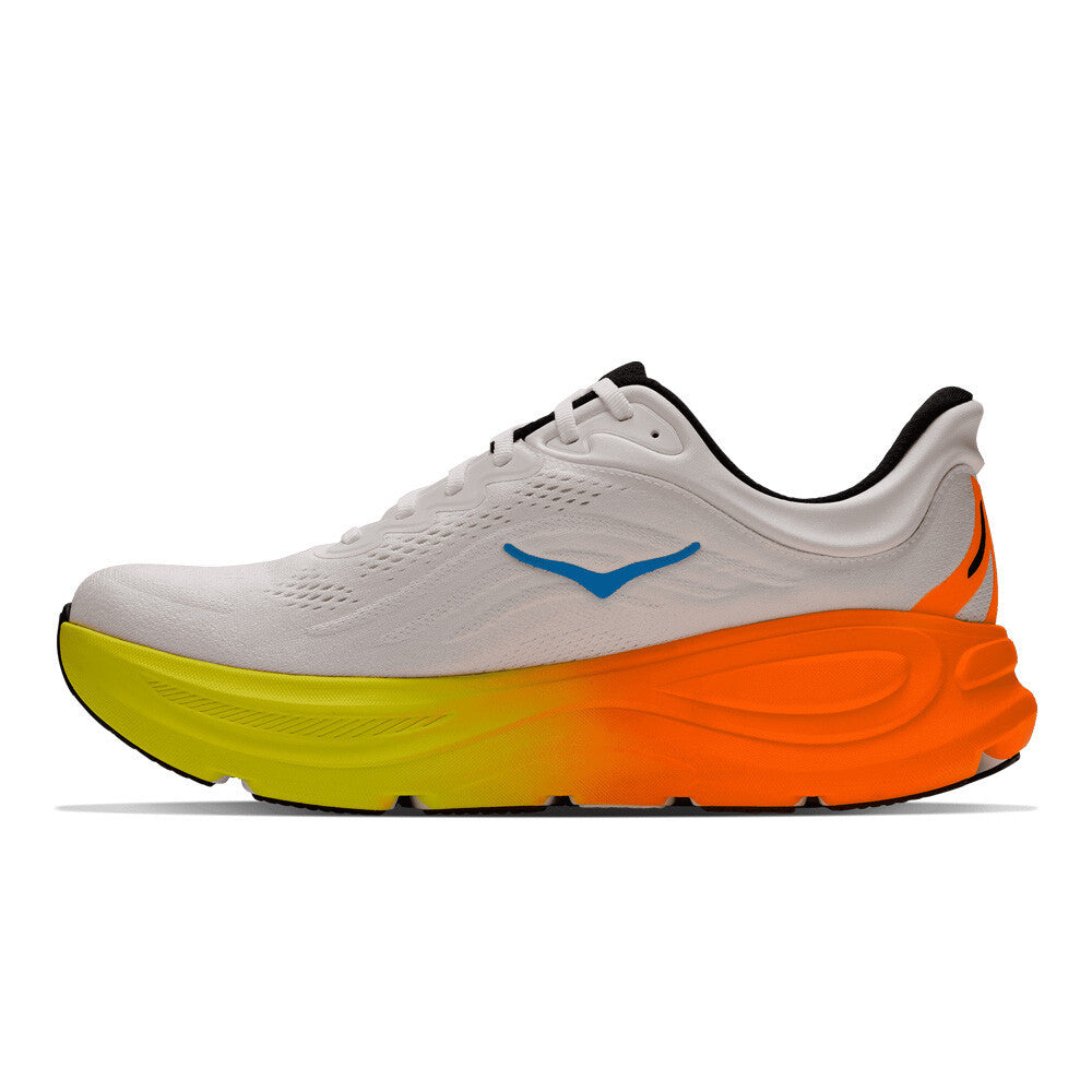 HOKA Bondi 9 Men's Running Shoes (2E Width) - White/Neon Tangerine