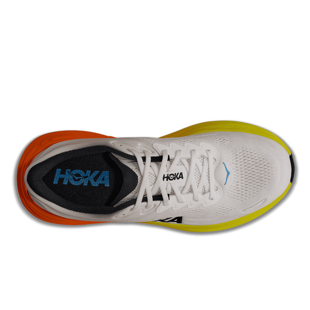 HOKA Bondi 9 Men's Running Shoes (2E Width) - White/Neon Tangerine