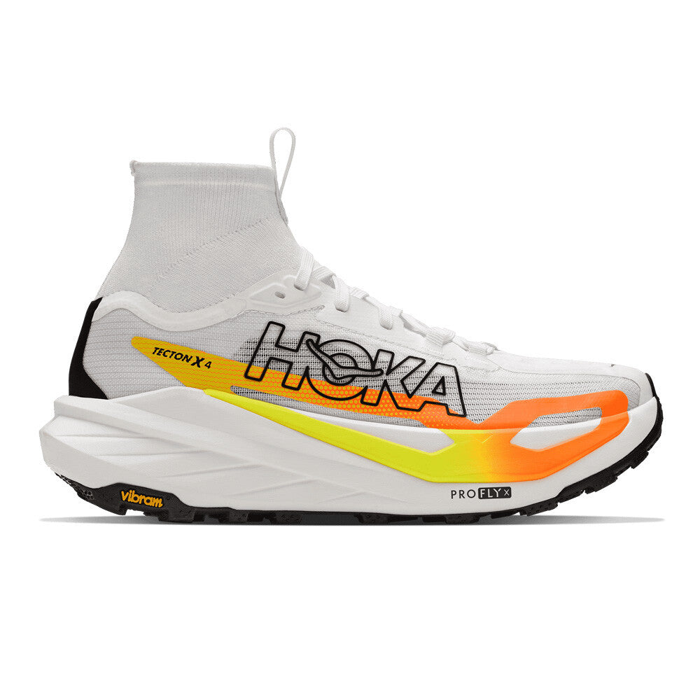 HOKA Tecton X 4 Men's Trail Running Shoes - Frost/Neon Tangerine