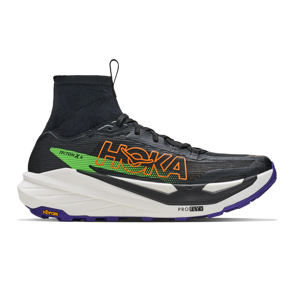 HOKA Tecton X 4 Men's Trail Running Shoes - Black/Neon Green