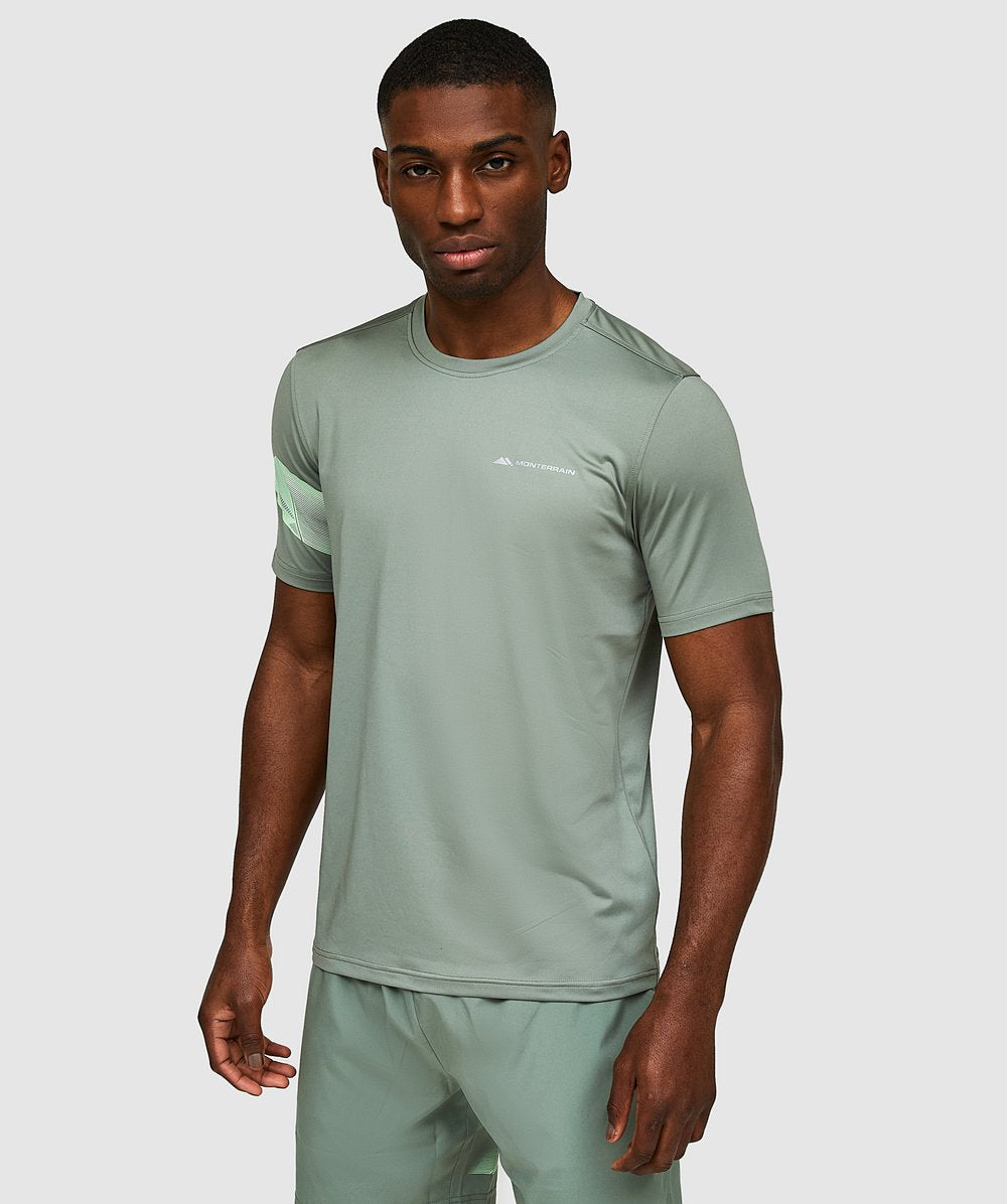 MONTERRAIN DISTANCE T SHIRT - SEASPRAY/GREEN ASH