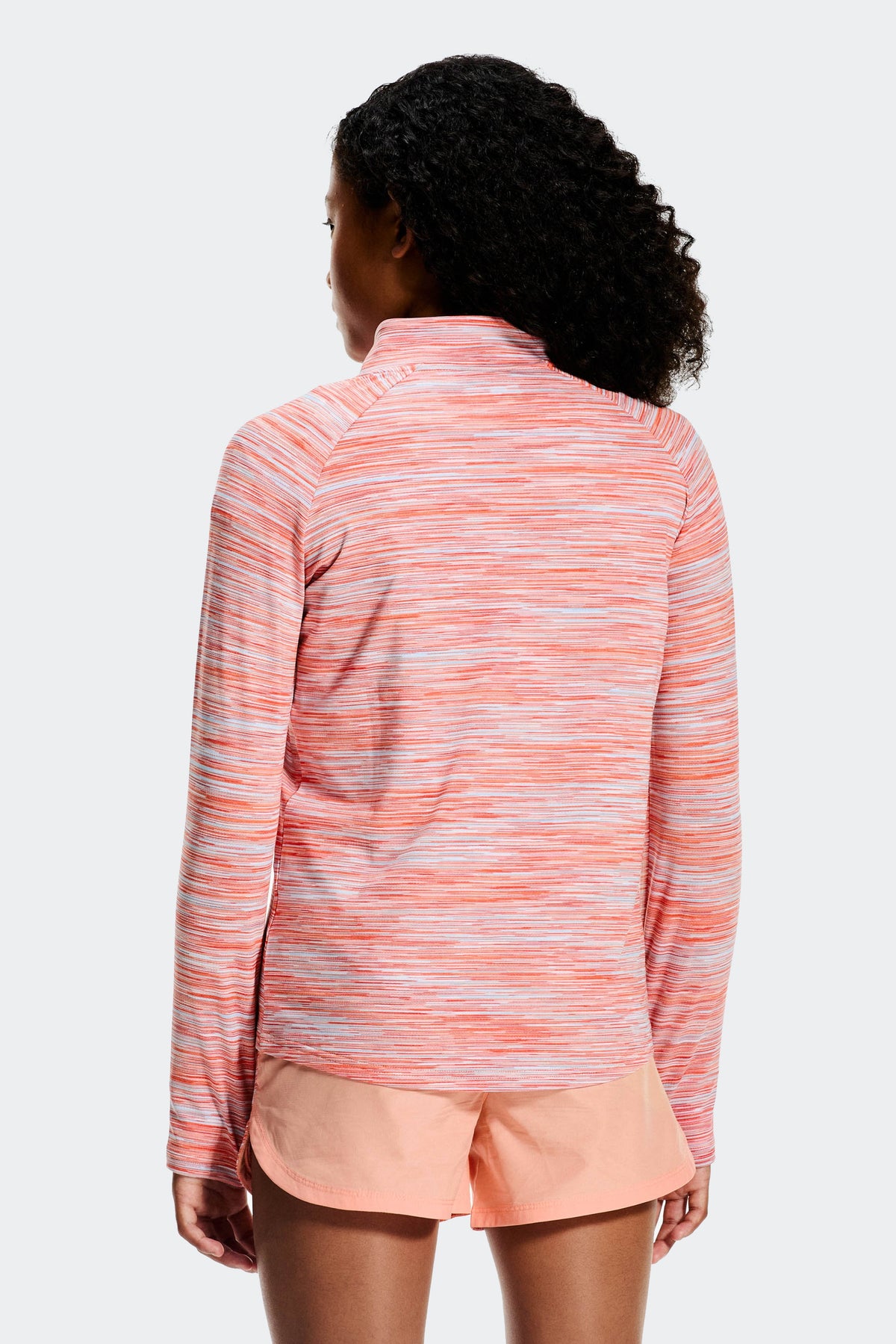 Montirex Girls' Trail 1/4 Zip - Peach Punch Misty Blue Sunset White