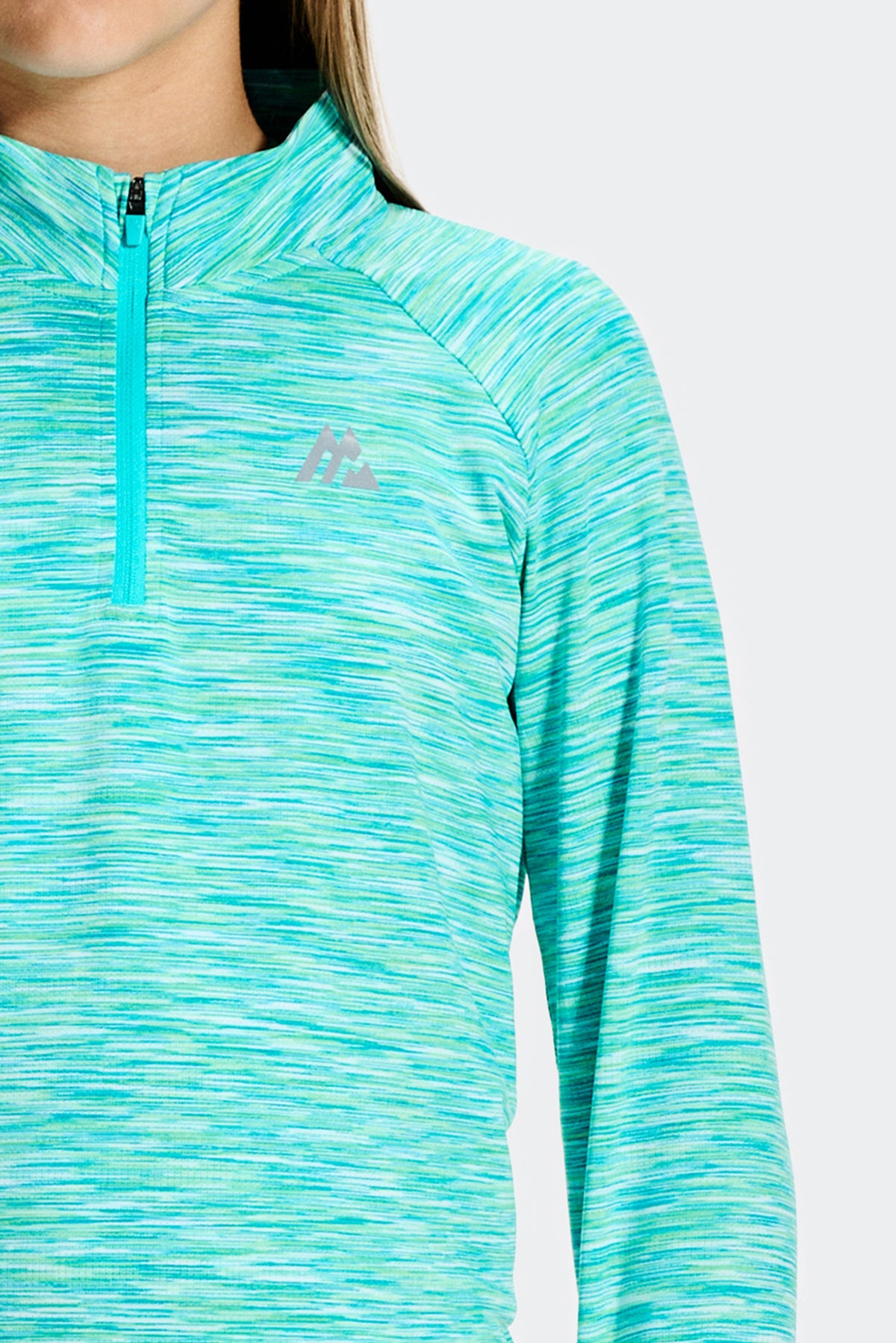 Montirex Girls' Trail 1/4 Zip - Vivid Aqua Lagoon Duck Egg Water Spring White