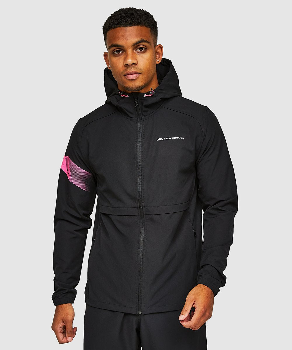 MONTERRAIN DISTANCE WOVEN HOODIE - JET BLACK / KNOCKOUT PINK