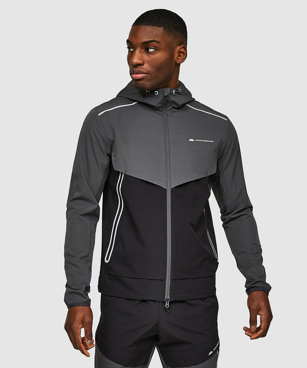 MONTERRAIN REFRACTION WOVEN RUNNING JACKET - ASPHALT/ BLACK