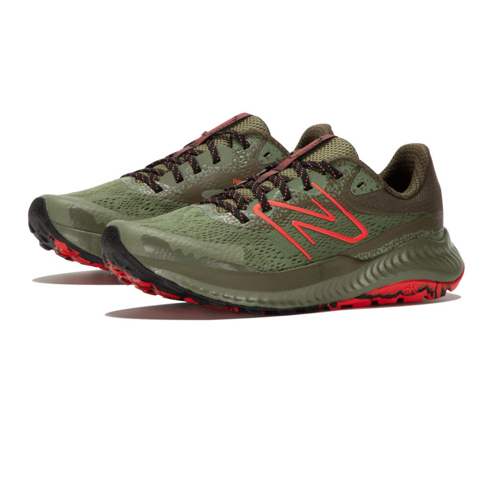 NEW BALANCE DYNASOFT NITREL V5 TRAIL RUNNING SHOES - DARK OLIVINE / NEO FLAME