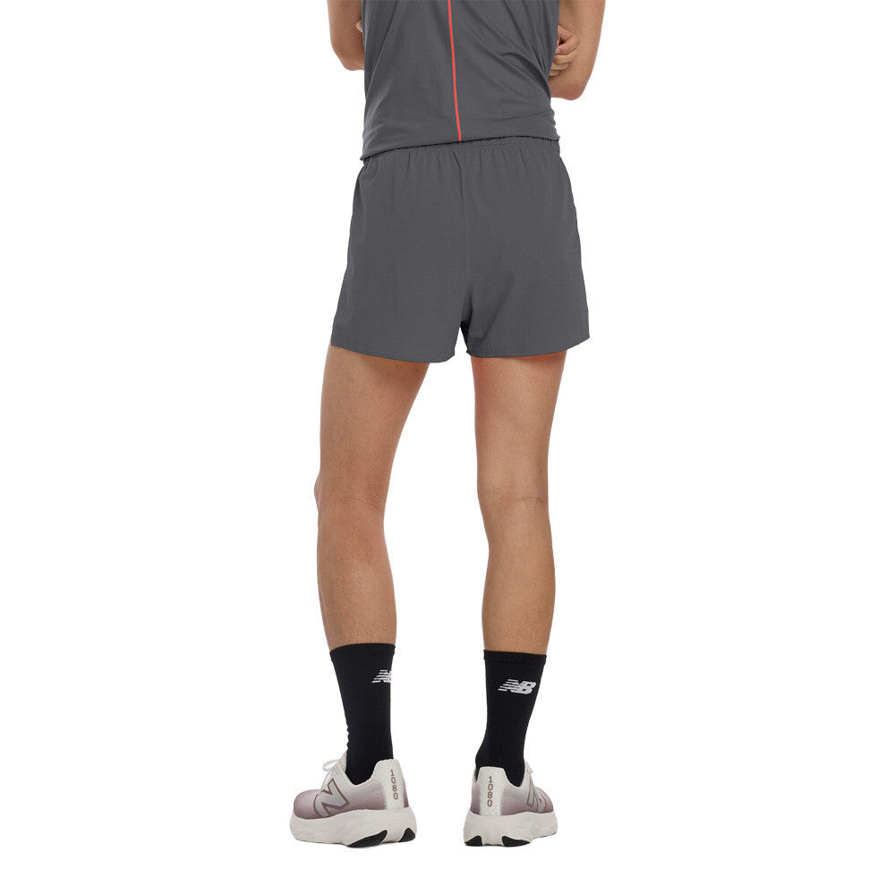 New Balance RC Seamless Ultra Light 3 Inch Men's Running Split Shorts - Grey/Urgent Red