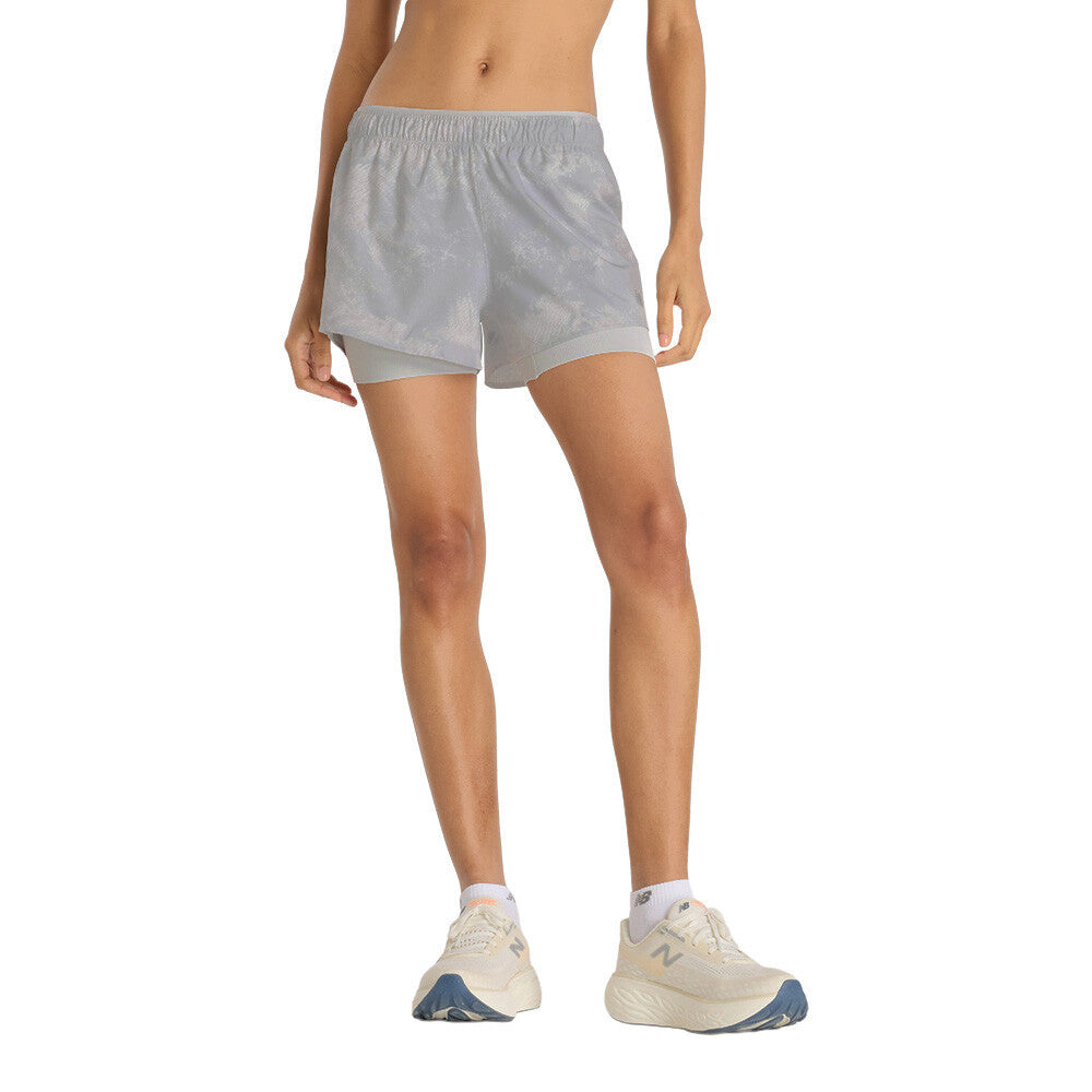 New Balance RC Printed 2-in-1 3 Inch Women's Shorts - Grey