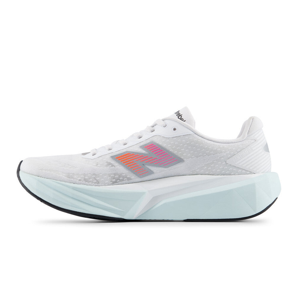 New Balance FuelCell Rebel v5 Men's Running Shoes - White/Pink Heat/Glint Blue