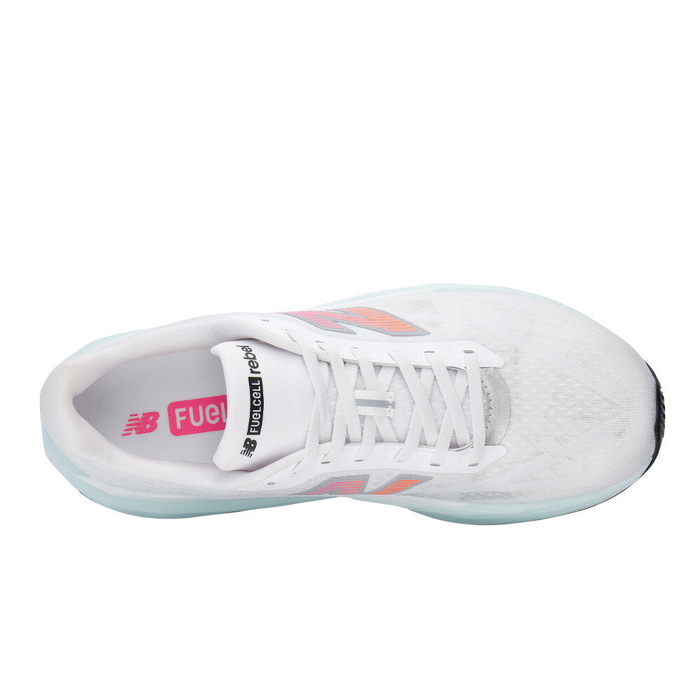 New Balance FuelCell Rebel v5 Men's Running Shoes - White/Pink Heat/Glint Blue