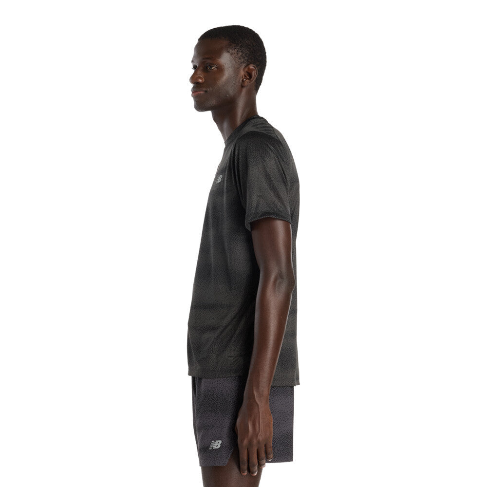New Balance RC Essential Printed Men's Running T-Shirt - Black/Castlerock