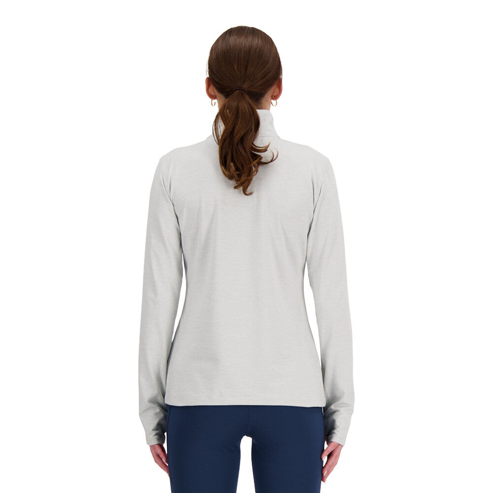 New Balance Sport Essentials Space Dye Quarter Zip Women's Half Zip Top - Ash Heather