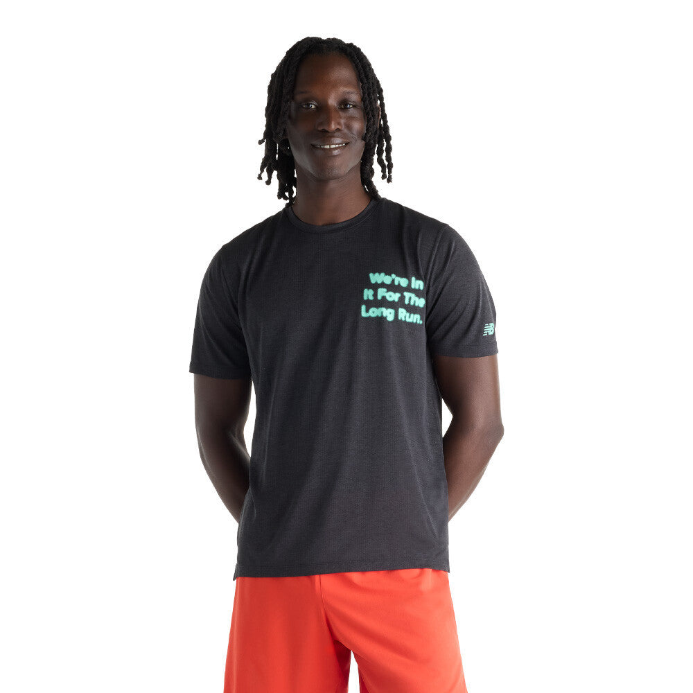 New Balance RC Essential Graphic Men's Running T-Shirt - Black/Bright Mint