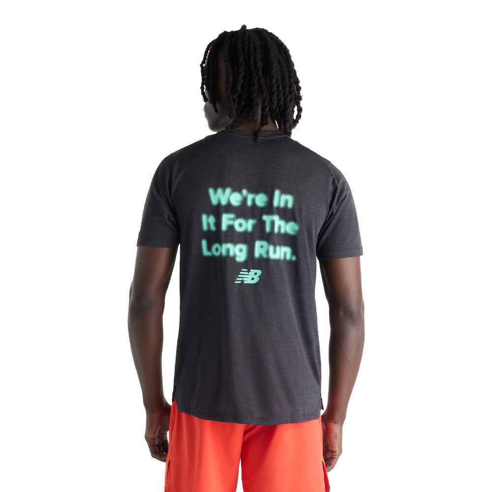 New Balance RC Essential Graphic Men's Running T-Shirt - Black/Bright Mint