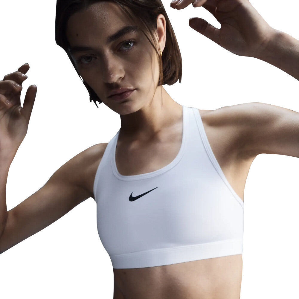 Nike Swoosh Medium Support Women's Sports Bra - White/Stone Mauve/Black