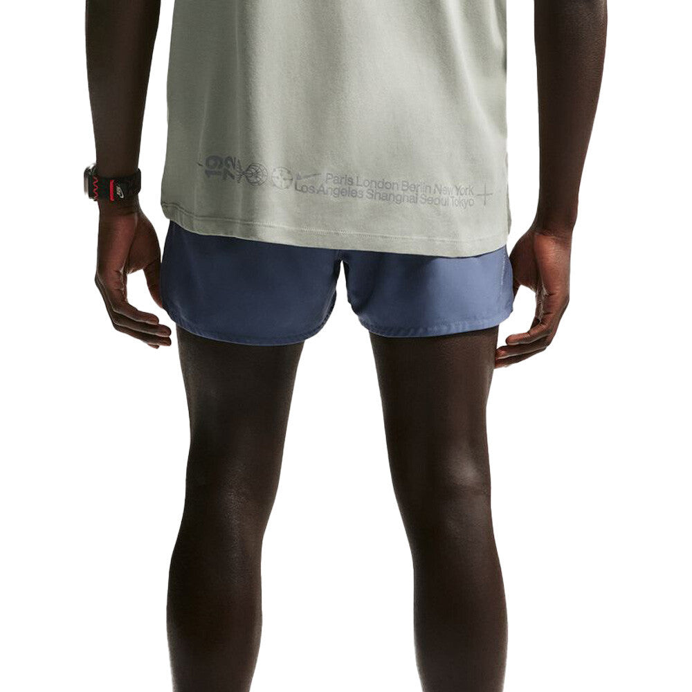 Nike Dri-FIT 3 Inch Brief-Lined Men's Running Shorts - Diffused Blue/Medium Ash/Reflective Silver