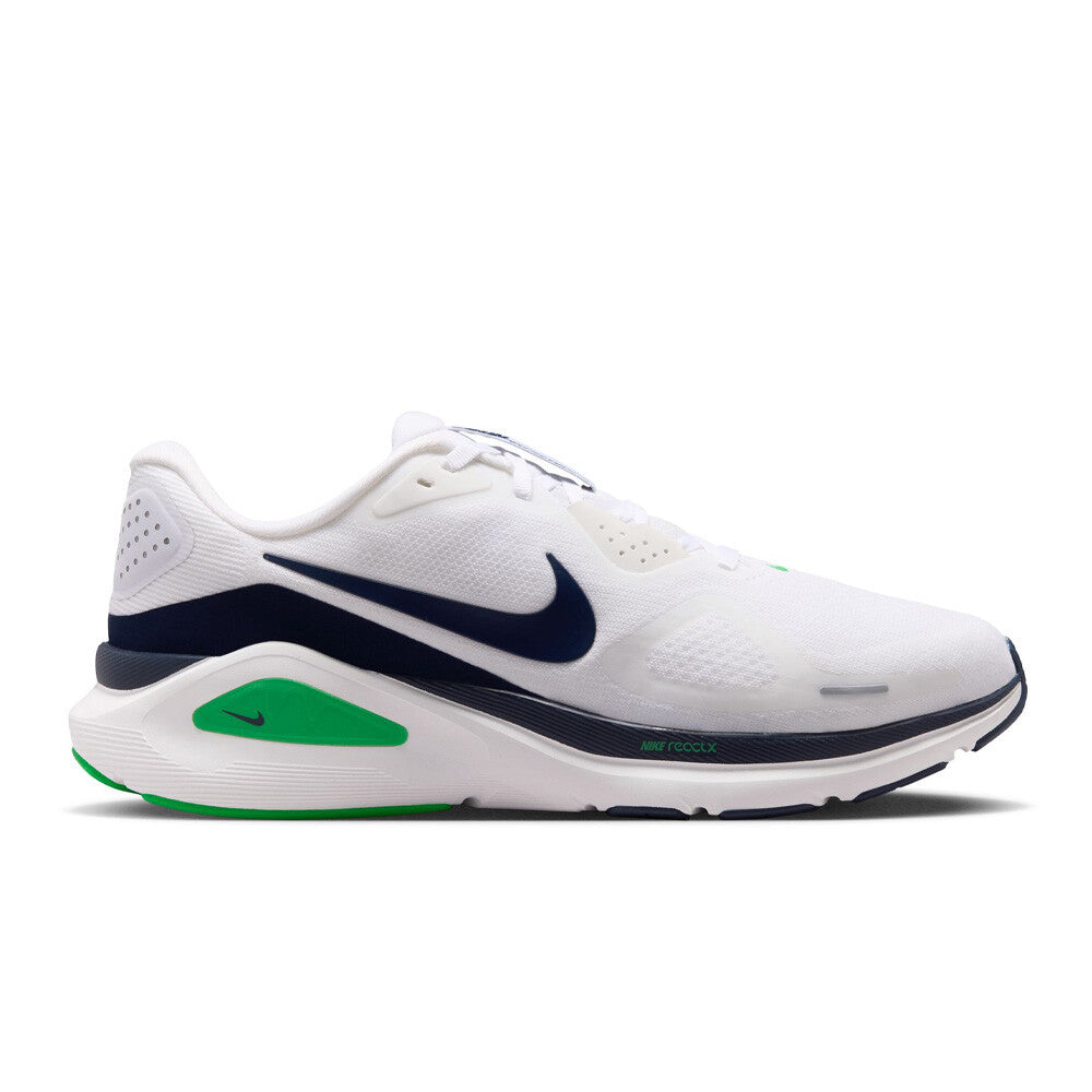 Nike Structure 26 Men's Running Shoes - White/Midnight Navy/Green Spark