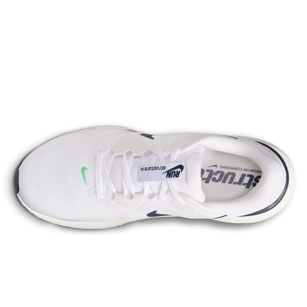 Nike Structure 26 Men's Running Shoes - White/Midnight Navy/Green Spark