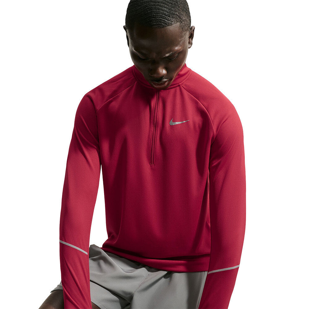 Nike Miler Dri-FIT 1/2 Zip Men's Running Top - Tough Red/Reflective Silver