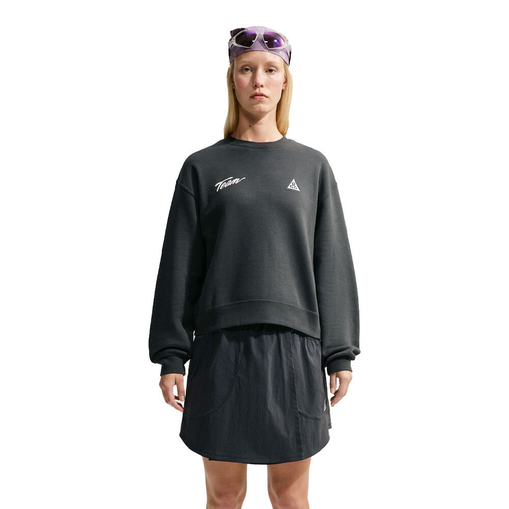 Nike ACG Tuff Fleece Dri-FIT Crew Neck Women's Sweatshirt - Dark Smoke Grey/White