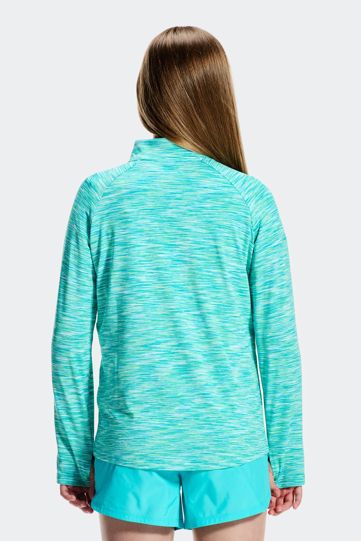 Montirex Girls' Trail 1/4 Zip - Vivid Aqua Lagoon Duck Egg Water Spring White