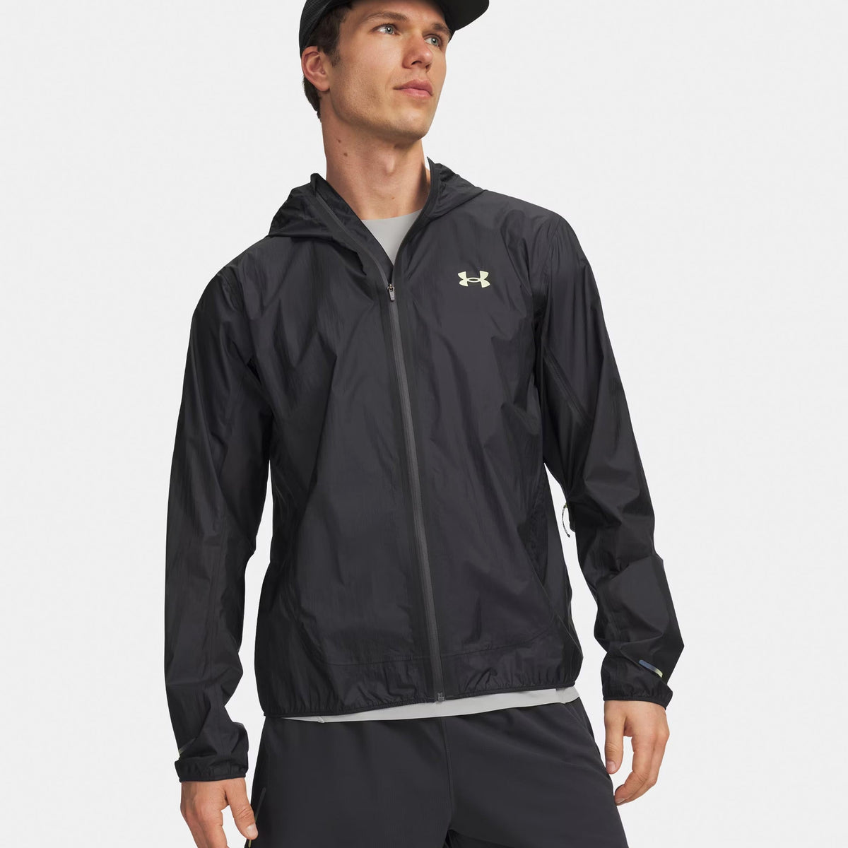 Under Armour Explor Trail Run Rain Men's Jacket - Anthracite/Light Green