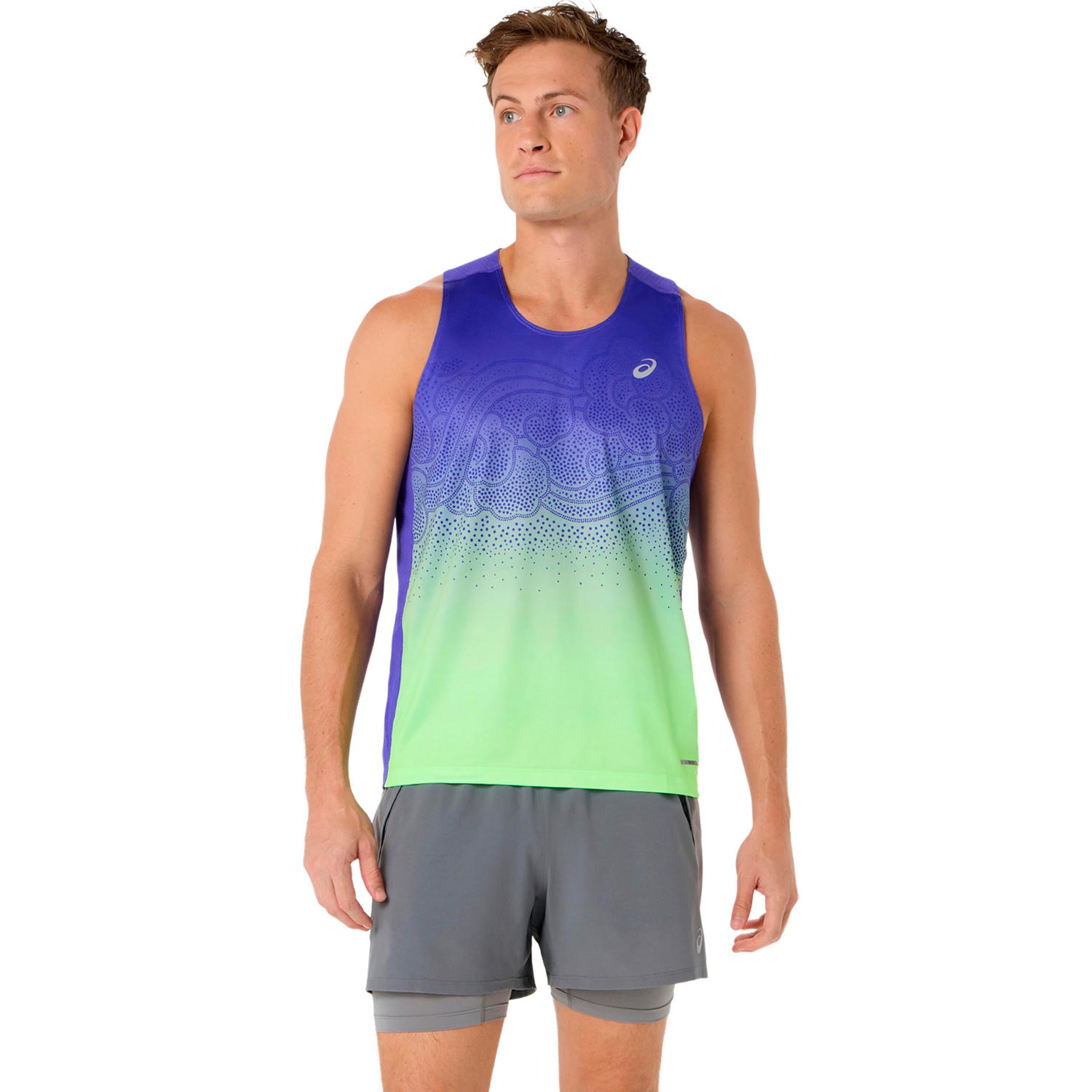 ASICS Road Fade Running shirt Men - blue, green