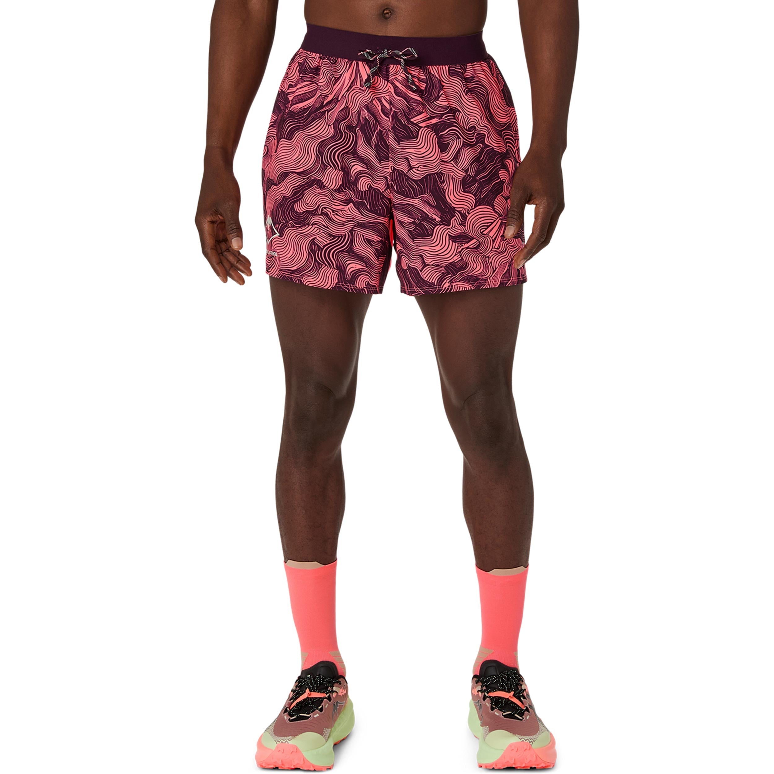 ASICS Fujitrail AOP 5in Running shorts Men - coral, wine red