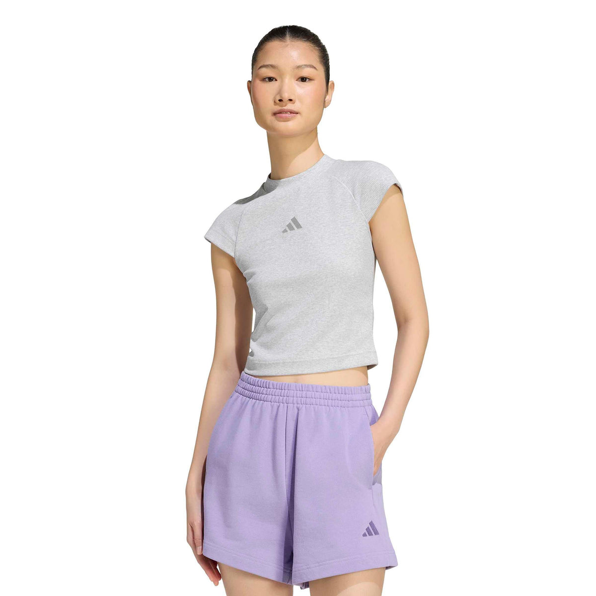 adidas Ribbed Women's T-Shirt - Lightgrey
