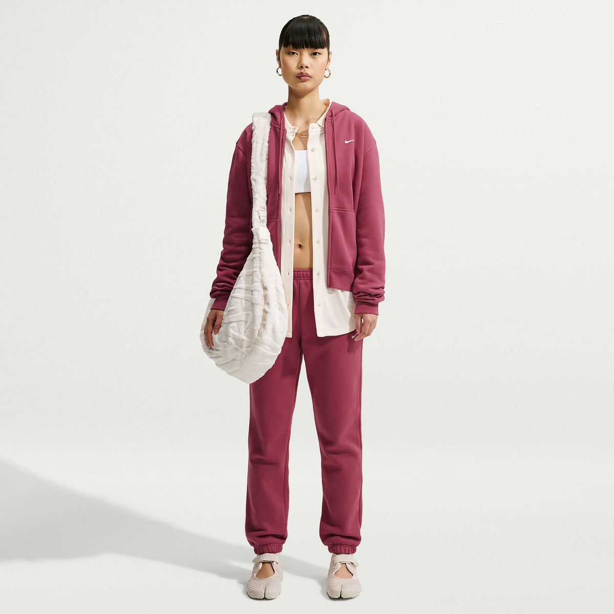 Nike Studio Fleece Zip Women's Hoodie - Mauve