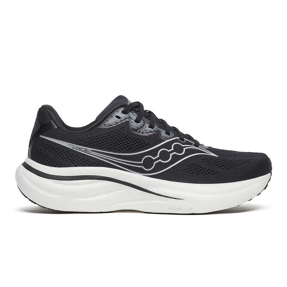 Saucony Ride 19 Men's Running Shoes (2E Width) - Black/Silver