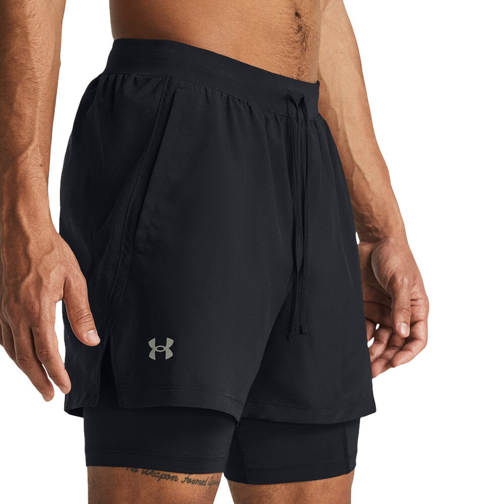 Under Armour Launch 2-In-1 5 Inch Men's Shorts - Black/Reflective