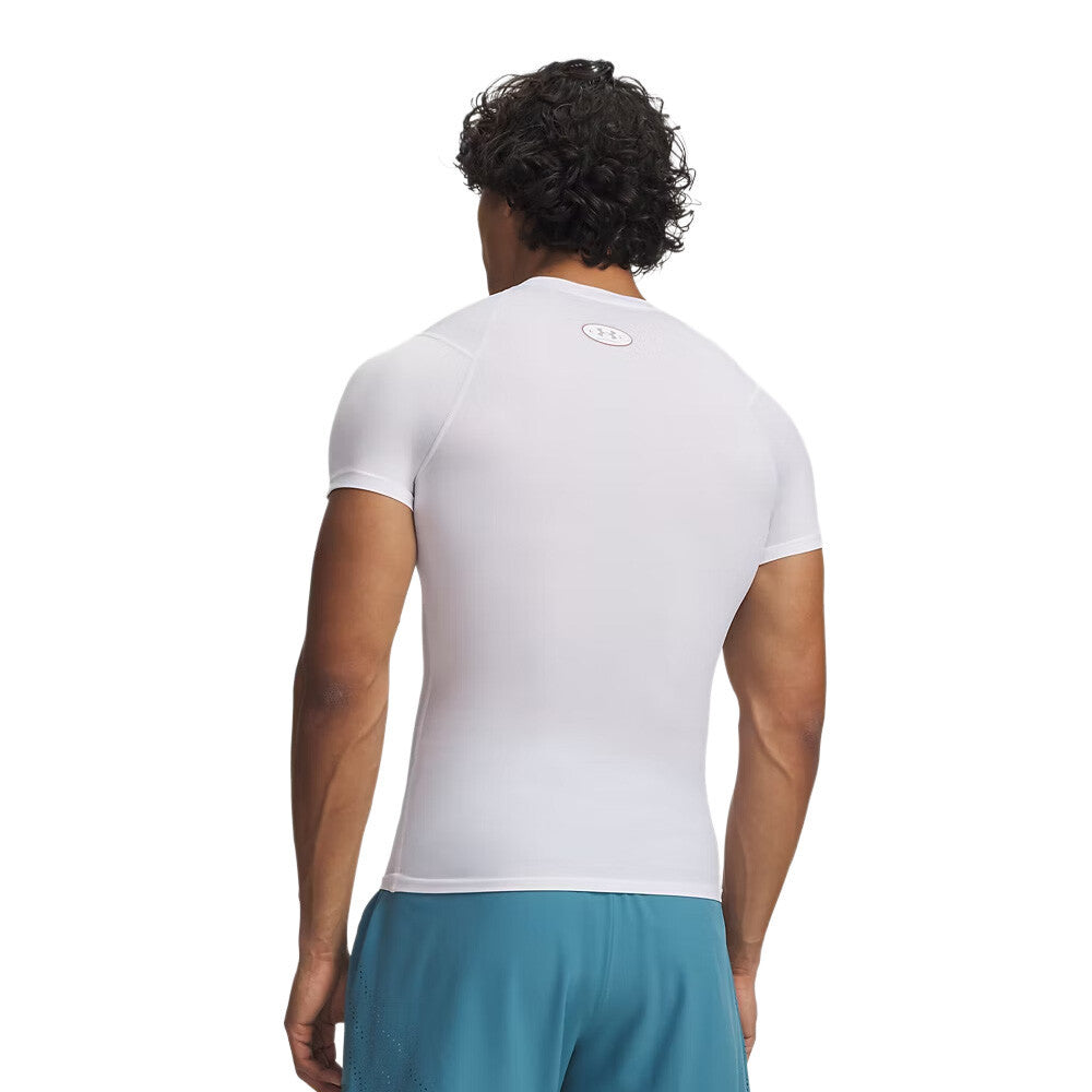 Under Armour HeatGear Elite Compression Men's T-Shirt - White/Halo Grey/Reflective